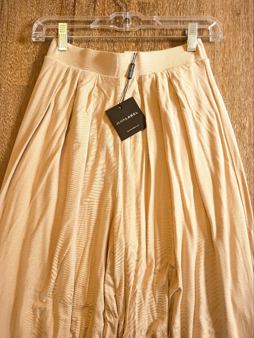 JLUXLABEL Tan Beige Devyn Wide Leg Pleated Trousers Size S NWT - Picture 9 of 13